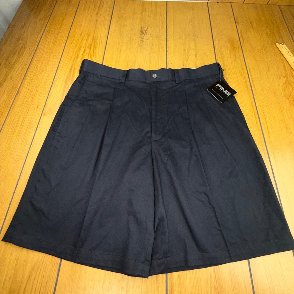 Ping Collection Mens Golf Shorts Black Pleated Dry-Fiber Dynamics NWT Size‎ 38